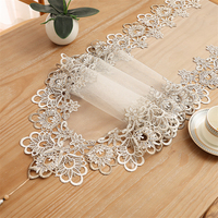 Chemin de table rectangulaire en dentelle brodée de luxe, en organza, avec découpe, sets de table carrés beige brun avec macramé pour la décoration de la maison