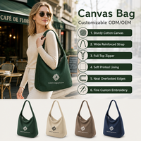 Sac hobo en toile brodé classique de qualité supérieure avec fermeture éclair, idéal pour les voyages et les vacances, personnalisable ODM OEM