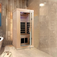 Calentador de Sauna Interior de Madera de Hemlock con Tecnología de Infrarrojos Lejanos para Hogar y Spa, Eficiencia Energética