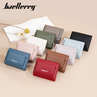 Dompet Wanita Baellerry RFID PU Kulit Model Pendek Multi-slot Tempat Koin Mini