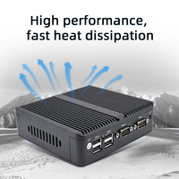 HW N260 Mini PC Tanpa Kipas Intel J1900 J4125 N2840 J6412 2LAN 2COM RS232 RS485 VGA HDMI Auto Power On Watchdog