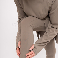Ensemble de Sport 2 Pièces pour Femmes Musulmanes, Modeste et Luxueux, Couleur Taupe, Col Châle à Capuche, Écologique, Commande en Gros