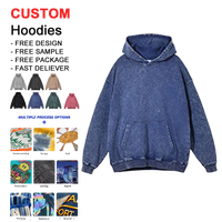 Sweat-shirt surdimensionné vintage délavé en molleton français 100% coton noir 420 g/m², broderie personnalisée, uni, teint en pièce, streetwear d'automne pour homme