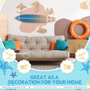 Ensemble <span class=keywords><strong>de</strong></span> 4 décorations artisanales en rotin sur le thème <span class=keywords><strong>de</strong></span> l'océan, style bohème, idéal pour la <span class=keywords><strong>salle</strong></span> <span class=keywords><strong>de</strong></span> <span class=keywords><strong>bain</strong></span> et l'art mural intérieur/extérieur - Product Image 2