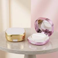 Boîtier compact carré vide personnalisé pour coussinets, en plastique, avec miroir et support pour houppette