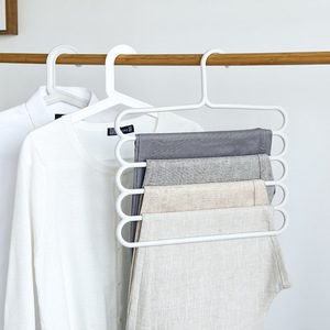 Multifunctional Five Layer Trouser Rack Grayish White Plastic Hook Type Wardrobe Organizer For Pants Ties Scarves Storage - Product Image 2