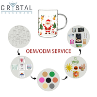 Mug en verre transparent de Noël avec poignée |   Motif Père Noël et Bonhomme de neige |   Cadeau de Noël pour les amateurs de café et la décoration intérieure