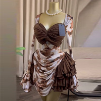 Robe plissée élégante à manches évasées et imprimées, nouvelle collection été 2026, style transfrontalier Europe-Amérique pour femme