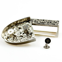 Vente en gros 38mm Rétro Argent Antique Western Denim 3 Pièces Boucle Vis Boucles de Ceinture en Argent Antique