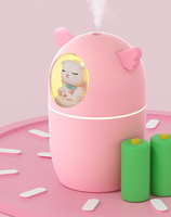 Mini Humidificateur d'Air USB en Forme de Chat de Dessin Animé 3D 300ml, Diffuseur d'Huiles Essentielles Portable pour Voiture avec Lumière LED pour Aromathérapie Extérieure