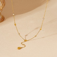 Collier en Y pour femme, plaqué or 18 carats, en acier inoxydable, réglable, avec pendentif incrusté de zircon