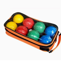 Ensemble de 8 boules de pétanque en plastique multicolores de 90 mm avec sac et mesureur en plastique avec cordon pour jeu de pelote en plein air