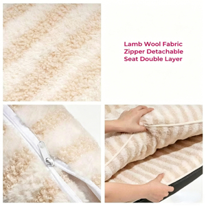 Eco Friendly Striped Dog <b>Sofa</b> Bed Soft Lambswool Plush Cushion Double Layer Support Washable Removable Cover for Small Medium La - Product Image 5