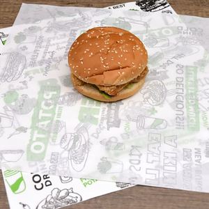 กระดาษไขห่ออาหาร กันน้ำมัน สำหรับแฮมเบอร์เกอร์ แซนวิช ไก่ โรล ข้าวปั้น - Product Image 3
