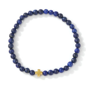 Bracelet extensible en pierres naturelles pour homme Resoul, perles <span class=keywords><strong>de</strong></span> <span class=keywords><strong>lave</strong></span> et lapis-lazuli, bijoux chrétiens pour le quotidien - Product Image 4