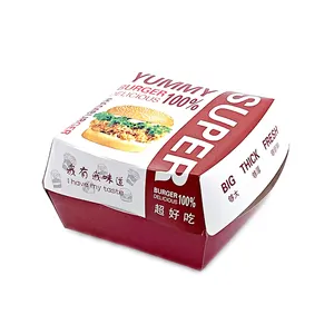 Özel baskılı ambalaj kutusu 50 adet paketi özelleştirilmiş çin üretimi burger kutusu ile müşteri logosu