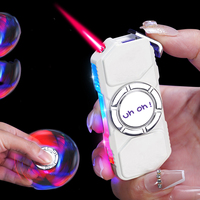 Briquet anti-stress rotatif lumineux en métal, rechargeable au gaz butane, coupe-vent, avec allumage à griffes