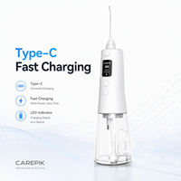 Hydropulseur dentaire Carepik à impulsions haute fréquence, étanche IPX7, pression 70-120 psi, réservoir 300 ml, rechargeable, sans fil, pour usage domestique