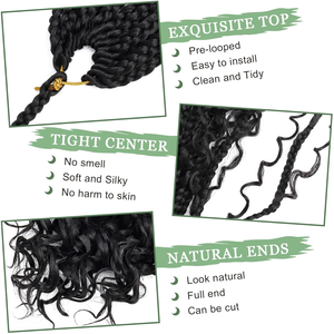 <span class=keywords><strong>Extensiones</strong></span> de Cabello Ombre <span class=keywords><strong>con</strong></span> Puntas Rizadas Estilo Bohemio, <span class=keywords><strong>Trenzas</strong></span> Box Braids Cortas <span class=keywords><strong>con</strong></span> Puntas Rizadas, Cabello de Ganchillo Estilo Bohemio - Product Image 3