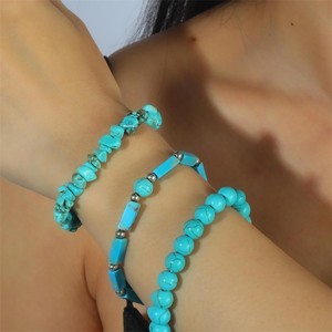 Irregular Layered Beach-Style Bohemian Jade Turquoise <b>Beaded</b> <b>Bracelet</b> Set-Gift L0544 Trendy European and American Inspired Desig - Product Image 1