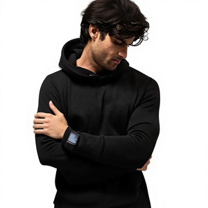 Sudadera con Capucha Negra para Hombre, Color Sólido, Corte Regular, Diseño Casual con Bolsillos, 100% Algodón French Terry, Ropa de Otoño - Product Image 2