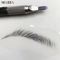 Нано-лезвия MASSA 18u, 0,18 мм, черные U-образные перманентные иглы для нанесения татуировок для ручного микроблейдинга бровей