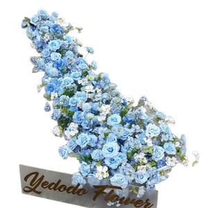 EG-L56 Tapis d'allée en roses bleues artificielles de haute qualité pour une décoration de mariage enchanteuse et une ambiance de la Saint-Valentin - Product Image 6