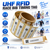 Étiquette de chronométrage UHF RFID pour dossards de course 860-960 MHz EPC Gen2 Impinj Monza R6 Étanche Lavable pour Marathon, Triathlon, Course à pied, Cyclisme et Événements