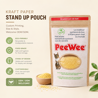 Sac d'emballage premium recyclable pour litière pour chat, avec fenêtre ovale transparente, pochette refermable anti-odeur pour garde-manger domestique