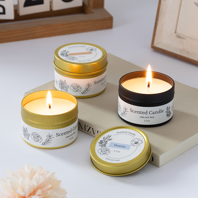 A Single Gift Box of Scented Candles with Soy Wax Offering a Premium and Atmospheric Fragrance (Vanilla)