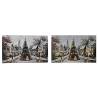 Décoration murale moderne pour arbre de Noël, LED, multicolore, 45x76cm, impression sur toile, peinture aquarelle