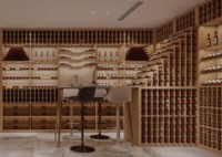 Cave à vin moderne de luxe en bois massif sur mesure avec contrôle climatique et design panneau pour villa