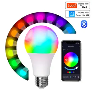 Беспроводной Bluetooth 4,0 Smart LED лампочки Tuya APP управление с регулируемой яркостью 15 Вт E27 RGB + CW + WW LED Изменение цвета лампы совместимы с IOS/Android