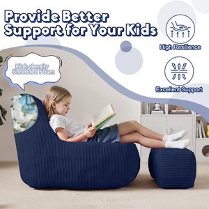 YILISTAR Kids Bean Bag Sillón de PANA con otomana para niños y niñas Espuma completa comprimida para sofás de sala de estar <span class=keywords><strong>Bebe</strong></span> - Product Image 6
