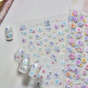 Pegatinas de <span class=keywords><strong>Uñas</strong></span> 5D con Flores Rosadas y Azules, Decoración de <span class=keywords><strong>Uñas</strong></span> con Flores Secas, <span class=keywords><strong>Margaritas</strong></span> y Rosas, Suministros para Manicura - Product Image 3