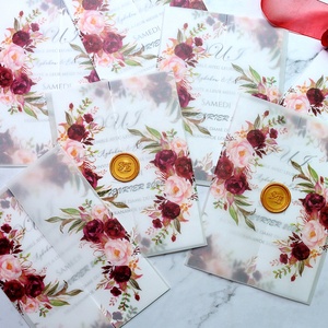 Invitations de mariage en velours <span class=keywords><strong>à</strong></span> impression florale avec sceau de cire de Logo personnalisé et cartes d'<span class=keywords><strong>invitation</strong></span> d'<span class=keywords><strong>anniversaire</strong></span> personnalisées <span class=keywords><strong>à</strong></span> impression colorée - Product Image 5