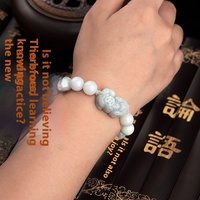 Bracelet Pixiu porte-bonheur en jadéite de qualité supérieure pour femme, style ethnique, bijoux fins perlés avec perles de jadéite de Birmanie naturelle effet glace