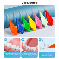 Brosses interdentaires à poils lavables à l'eau - Nettoyage antibactérien réutilisable, différentes couleurs et tailles, conception avec capuchon anti-poussière long de type pièce de monnaie