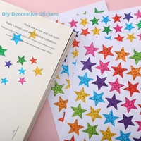 Autocollants étoiles holographiques colorés OEM, autocollants pentagrammes laser brillants, autocollants décoratifs pour loisirs créatifs et scrapbooking pour enfants
