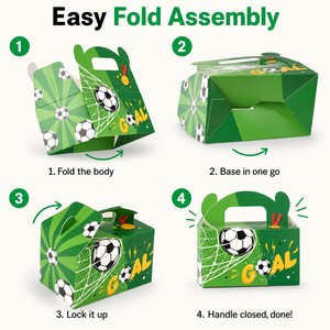 Caja de Regalo Personalizada al por Mayor para Fiestas de Fútbol, Caja de Dulces de Papel Verde con Asa para Fiestas de Cumpleaños Infantiles, Suministros al por Mayor - Product Image 3