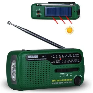 DE13 — Radio solaire portative à manivelle, nouveau modèle, puissance solaire, bande complète, charge d'urgence, FM, extérieur, nouveau Design