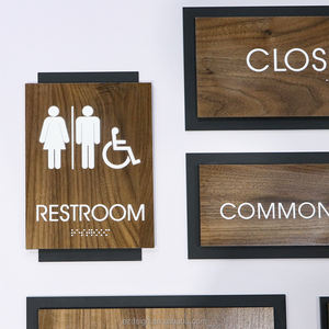 Letrero Personalizado EZD de Madera de Nogal <span class=keywords><strong>y</strong></span> Acrílico con Braille ADA para Señalización de Hoteles, Baños, Salidas de Emergencia, Oficinas, Puertas <span class=keywords><strong>y</strong></span> Números de Habitación - Product Image 3