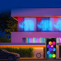 Guirlandes lumineuses intelligentes pour rideaux à LED RVB à l'intérieur et à l'extérieur, motif de texte personnalisé, contrôle de points étanche pour les vacances de Noël.