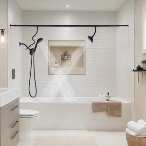 Mattschwarzes Doppel dusch kopfs ystem Hochdruck verstellbares multimodales Tandem für Paare 71 Zoll extra langer Schlauch 3-fach - Product Image 5