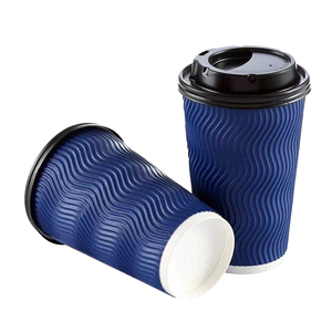 Tùy Chỉnh Phân Hủy Sinh Học Để Đi Hãng Hàng Không Dùng Một Lần Rose Red Gợn Tường Giấy Trà Cà Phê Takeaway <span class=keywords><strong>Cup</strong></span> Với Nắp - Product Image 4