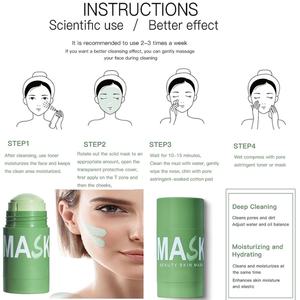 Masque en bâton d'argile au thé vert pour le soin de la peau du visage, contrôle du sébum, réduction des points noirs, logo personnalisé OEM - Product Image 3