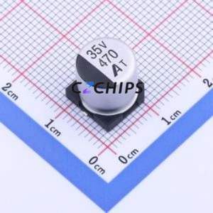 Condensateur électrolytique en aluminium SMD GVT1V477M1010CNVC, SMD, D10xL10.5mm 470uF 20% 35V 320mA-120Hz - Product Image 1