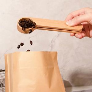 <b>Wooden</b> Scoop and Bag Clip, Custom Engraved Beech Wood Measuring Spoon, 2-In-1 Coffee Bean Sealer <b>Clamp</b> - Product Image 3