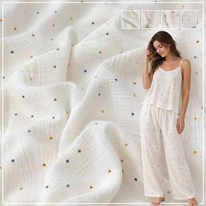 Tissu en <span class=keywords><strong>gaze</strong></span> <span class=keywords><strong>double</strong></span> tissée 100% coton, imprimé à <span class=keywords><strong>pois</strong></span> colorés, écologique, pour robes de femmes, vêtements pour bébés, filles et garçons - Product Image 1
