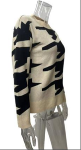 Suéter <span class=keywords><strong>de</strong></span> punto a <span class=keywords><strong>cuadros</strong></span> con cuello redondo para mujer - Top informal <span class=keywords><strong>de</strong></span> moda europea y americana - Product Image 5